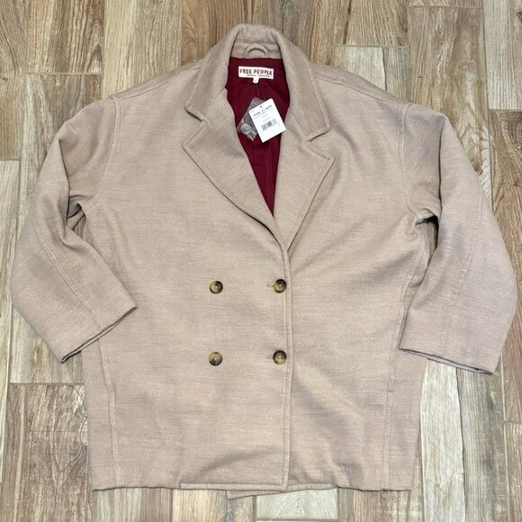 Free People Hanna Super Soft Slouchy Blazer Camel Coat Jacket - Picture 2 of 5